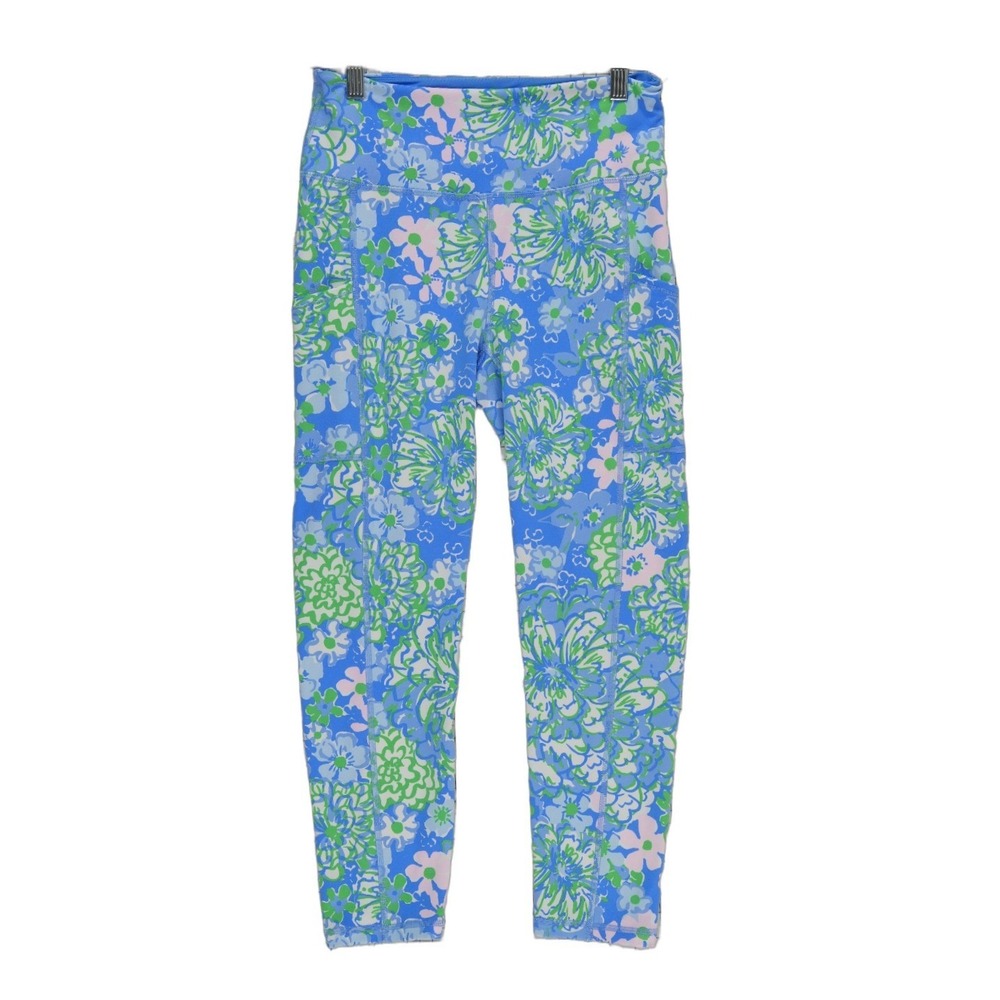 Lilly Pulitzer Luxletic Leggings Women's Size Medium Blue Floral High Rise